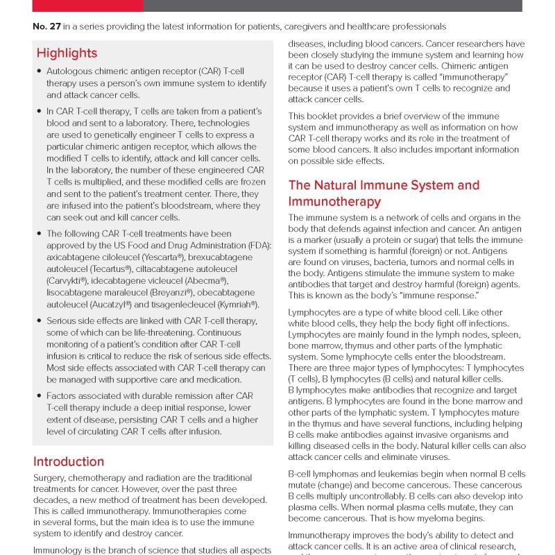 Chimeric Antigen Receptor (CAR) T-Cell Therapy